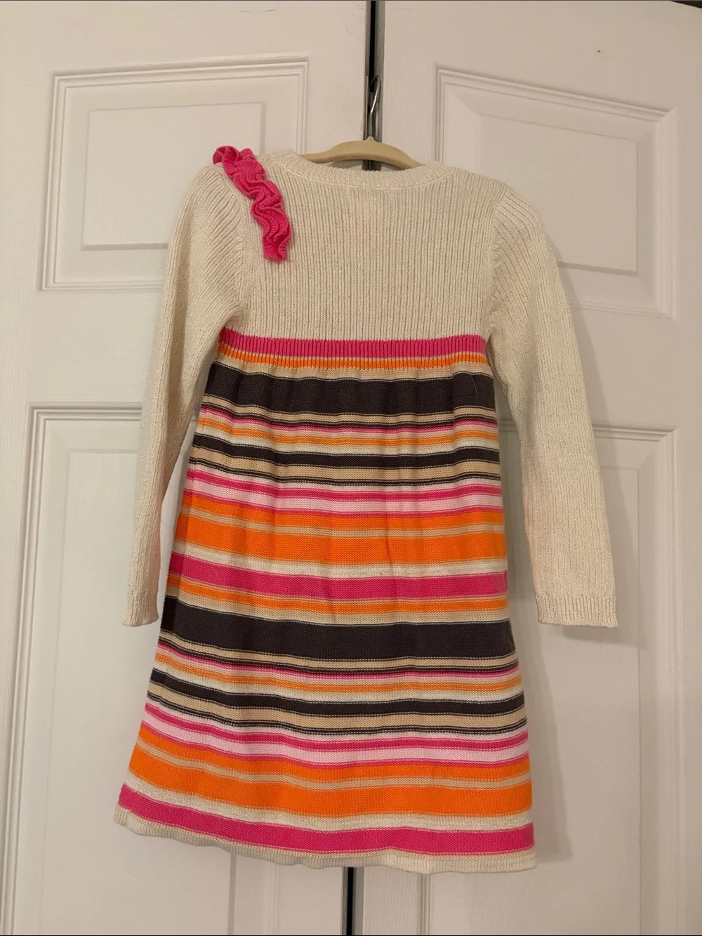 Gymboree Vintage Sweater Dress with Pink & Orange Stripes and Rosette Size 2T